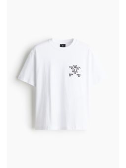 H&M - Men White Loose Fit Printed T-Shirt
