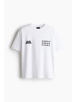 H&M - Men White Loose Fit Printed T-Shirt