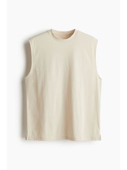 H&M - Men Beige Loose Fit Sports Vest Top With DryMove