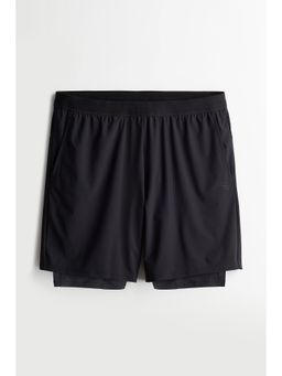 H&M - Black Mid-Length 2-In-1 Sports Shorts with Drymove
