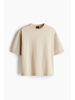 H&M - Men Beige Boxy Fit Washed T-Shirt