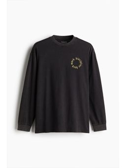 H&M - Men Black Loose Fit Long-Sleeved Sports Top