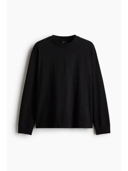 H&M - Men Black Loose Fit Long-Sleeved Jersey Top