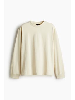 H&M - Men Beige Loose Fit Long-Sleeved Jersey Top