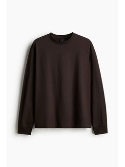 H&M - Men Brown Loose Fit Long-Sleeved Jersey Top