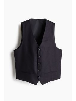 H&M - Men Blue Slim Fit Linen Suit Waistcoat