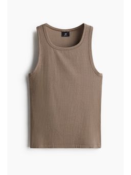 H&M - Men Beige Slim Fit Ribbed Vest Top