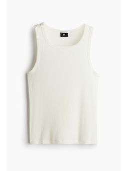 H&M - Men White Slim Fit Ribbed Vest Top