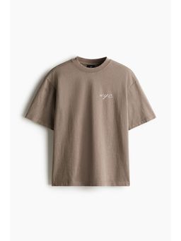 H&M - Men Beige Loose Fit Washed T-Shirt