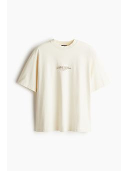 H&M - Men Beige Loose Fit Washed T-Shirt