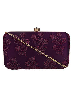 Horra - Dark Purple Flower Clutch - HOCL100122DKPPL