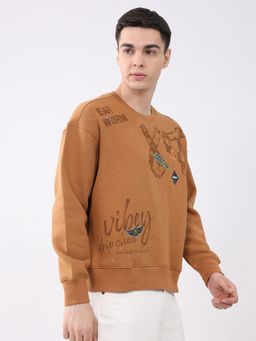 Monte Carlo - Men's Tan Round Neck Full Sleeve Sweatshirt