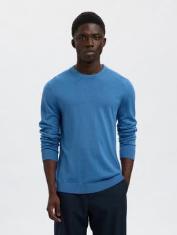 SELECTED HOMME - Blue Merino Wool Sweater