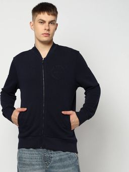 GAP - Men's Navy Blue Solid Baseball Collar Jacket