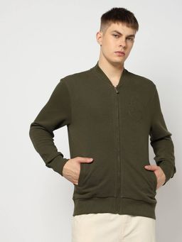 GAP - Men's Olive Solid Baseball Collar Jacket