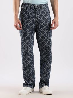 Calvin Klein - Geometric Regular Fit Mid Rise Blue Jeans