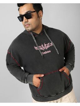 Bewakoof - Men's Black Graphic Printed Oversized Plus Size Hoodie