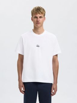 SELECTED HOMME - Organic White Cotton Printed White T-Shirt