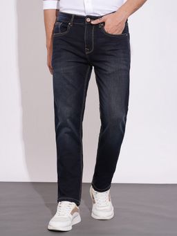 Being Human - Men's Navy Straight Fit Mid-Wash Jeans