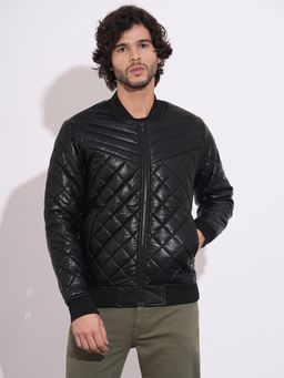Being Human - Men's Black Baseball Neck Quilted Jacket