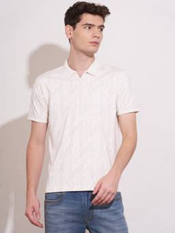 Being Human - Men's White Regular Fit Abstract Polo T-Shirt