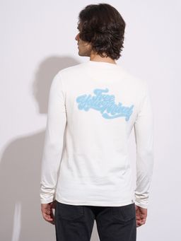 Being Human - Men's Off-White Typography Embossed Full Sleeve T-Shirt