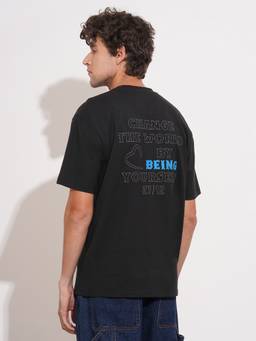 Being Human - Black Easy Fit Round Neck Men's T-Shirt by Being Human Clothing