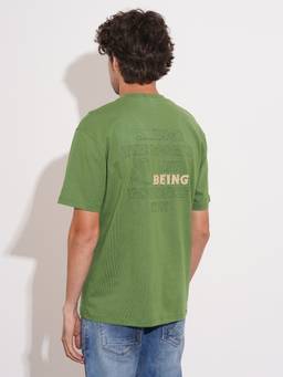 Being Human - Green Easy Fit Round Neck Men's T-Shirt by Being Human Clothing