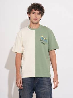 Being Human - Green Easy Fit Round Neck Men's T-Shirt by Being Human Clothing