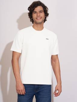 Being Human - White Easy Fit Round Neck Men's T-Shirt by Being Human Clothing