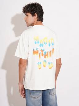 Being Human - Off White Easy Fit Round Neck Men's T-Shirt by Being Human Clothing
