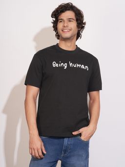 Being Human - Black Easy Fit Round Neck Men's T-Shirt by Being Human Clothing