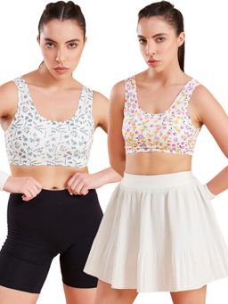 G Heist - Floral Printed Lightly Padded Sports Bras for Women (Pack of 2)