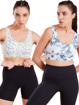 G Heist - Floral Printed Lightly Padded Sports Bras for Women (Pack of 2)