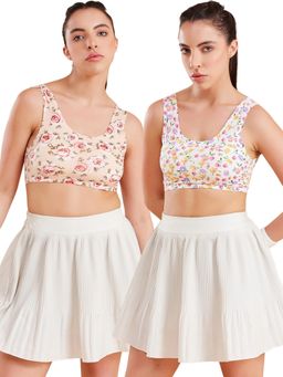 G Heist - Floral Printed Lightly Padded Sports Bras for Women (Pack of 2)