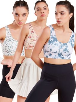 G Heist - Floral Printed Lightly Padded Sports Bras for Women (Pack of 3)