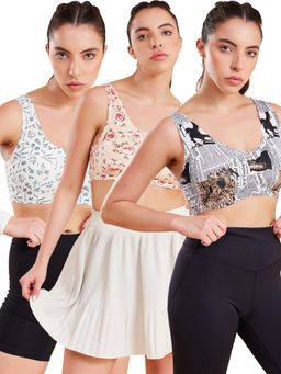 G Heist - Floral Printed Lightly Padded Sports Bras for Women (Pack of 3)