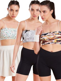 G Heist - Printed Lightly Padded Sports Bras for Women (Pack of 3)
