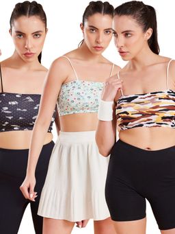 G Heist - Printed Lightly Padded Sports Bras for Women (Pack of 3)