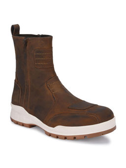 Delize - Leather Brown Mens Leather Biker Chelsea Boots