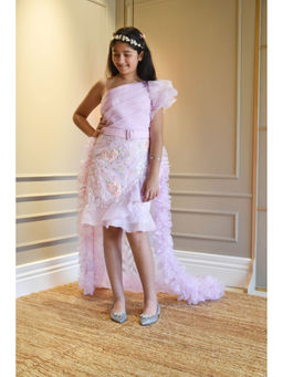 Fayon Kids - Lilac Embroidery Dress with Organza Trail (Set of 2)