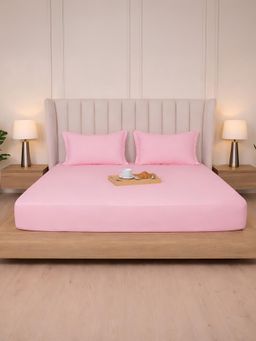 BELIHODE - 300 TC, Pure Cotton Solid Fitted King bedsheet witrh 2 pillow cover