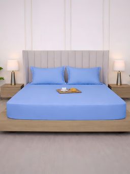BELIHODE - 300 TC, Pure Cotton Solid Fitted King bedsheet witrh 2 pillow cover