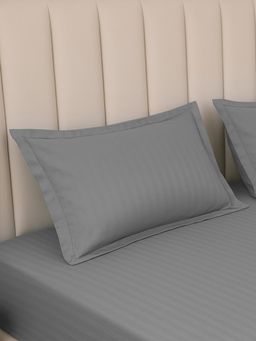 BELIHODE - 300 TC, Pure Cotton Striped Fitted King bedsheet witrh 2 pillow cover