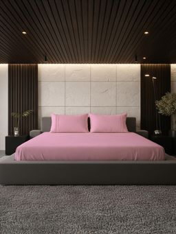 BELIHODE - 500 TC, Pure Cotton Solid Fitted King bedsheet witrh 2 pillow cover