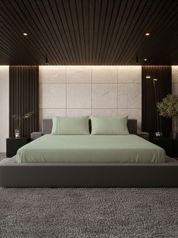 BELIHODE - 500 TC, Pure Cotton Solid Fitted King bedsheet witrh 2 pillow cover