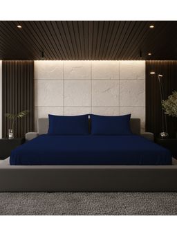 BELIHODE - 500 TC, Pure Cotton Solid Fitted Queen bedsheet witrh 2 pillow cover