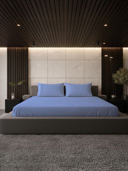 BELIHODE - 500 TC, Pure Cotton Solid Fitted King bedsheet witrh 2 pillow cover