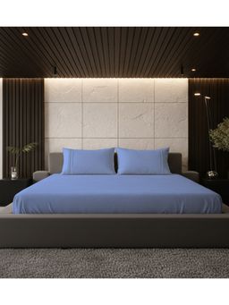 BELIHODE - 500 TC, Pure Cotton Solid Fitted Queen bedsheet witrh 2 pillow cover