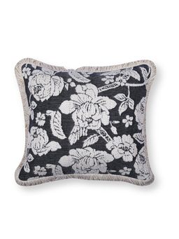 BELIHODE - Grey Parisian Bloom Floral Hand Crafted Cushion Covers (16x16 inches)